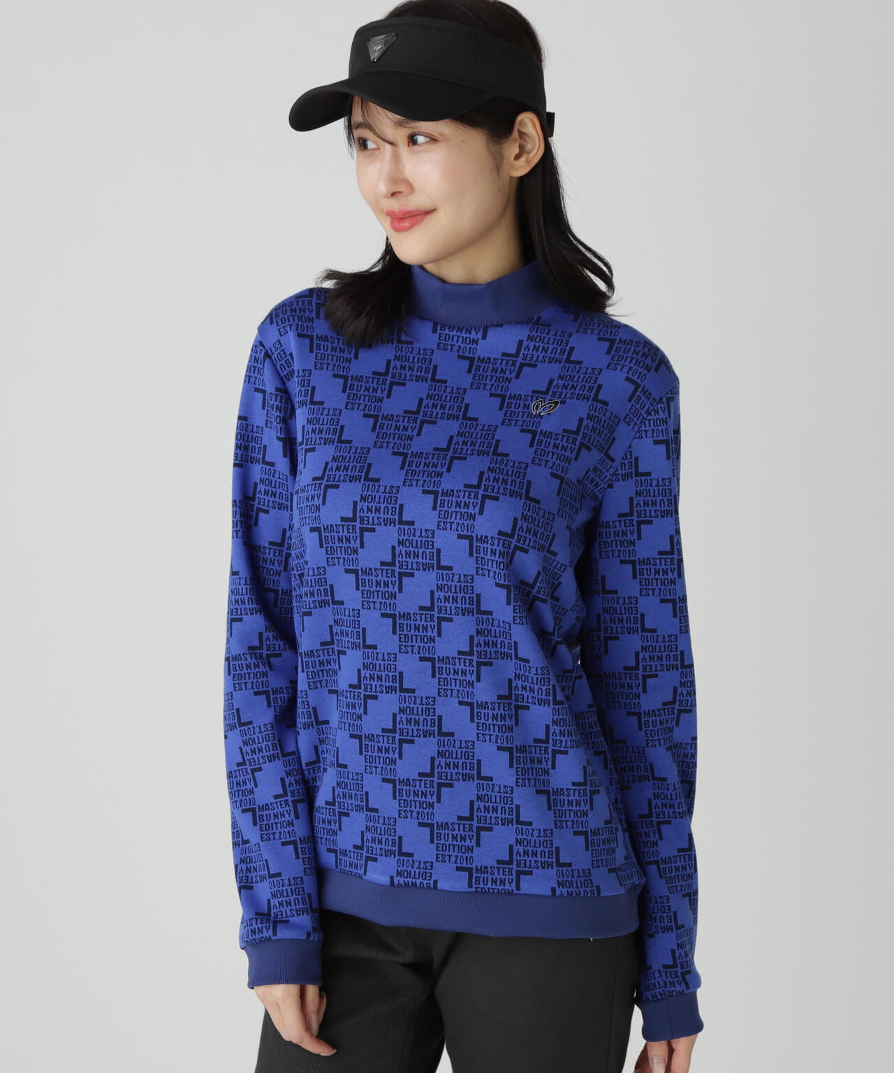 チェッカージャガード裏起毛長袖モックネックカットソー