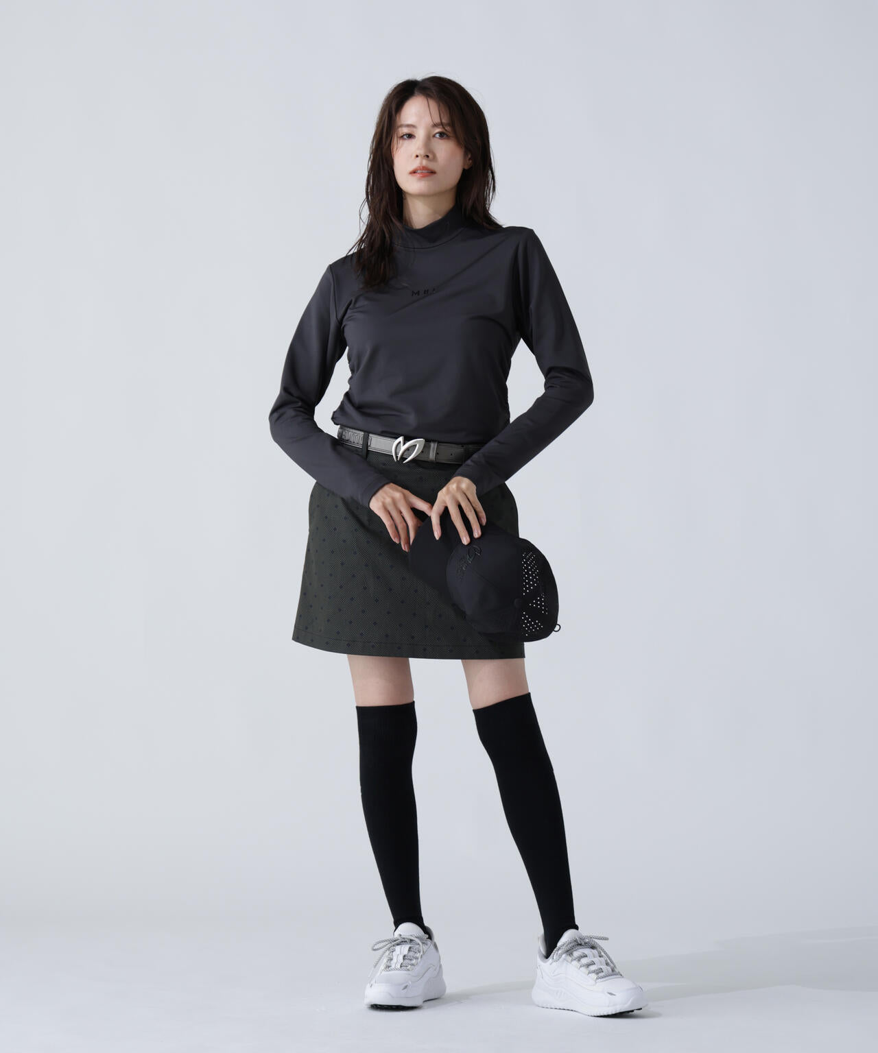 ドット長袖ハイネックカットソー