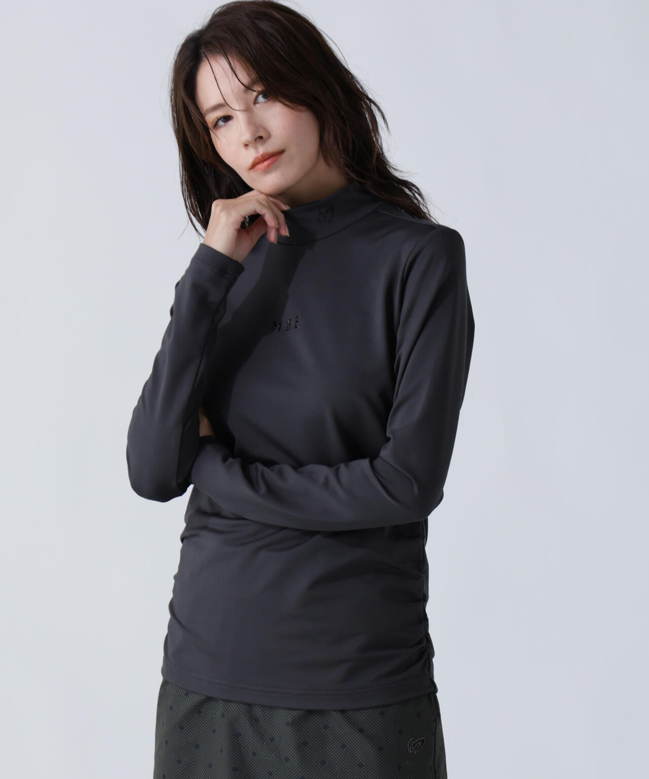 ドット長袖ハイネックカットソー