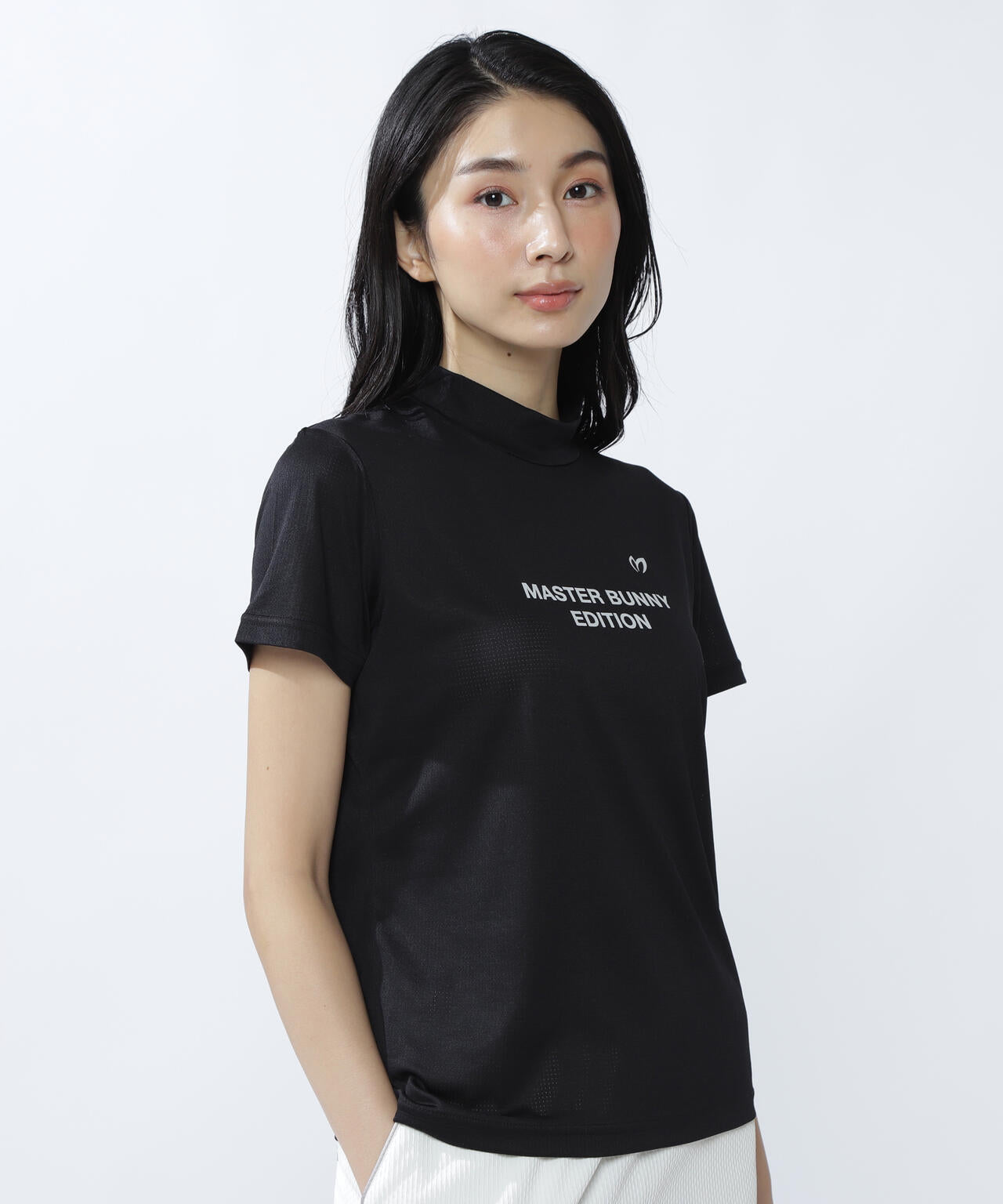 ベアメッシュ半袖モックネックカットソー