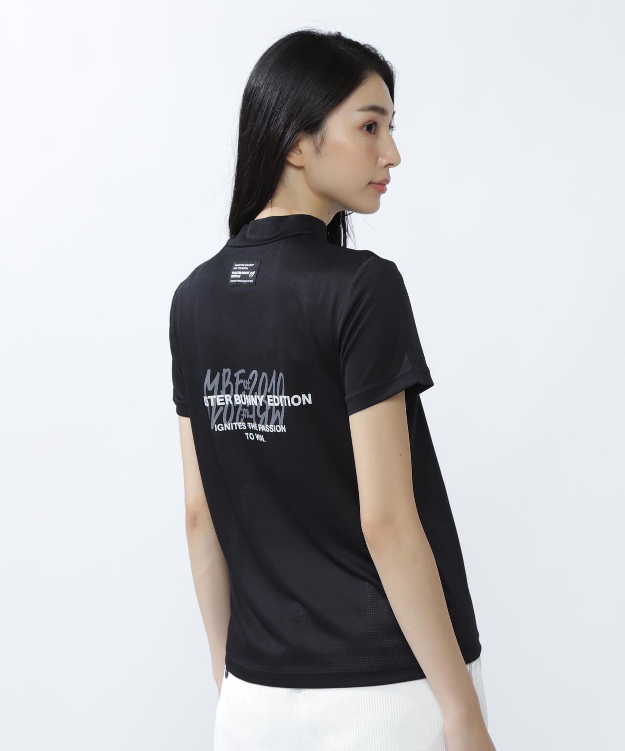 ベアメッシュ半袖モックネックカットソー