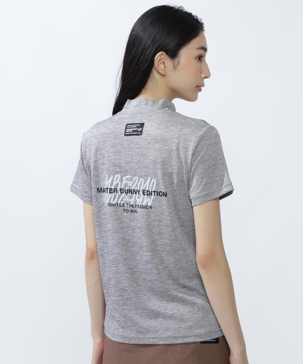 ベアメッシュ半袖モックネックカットソー