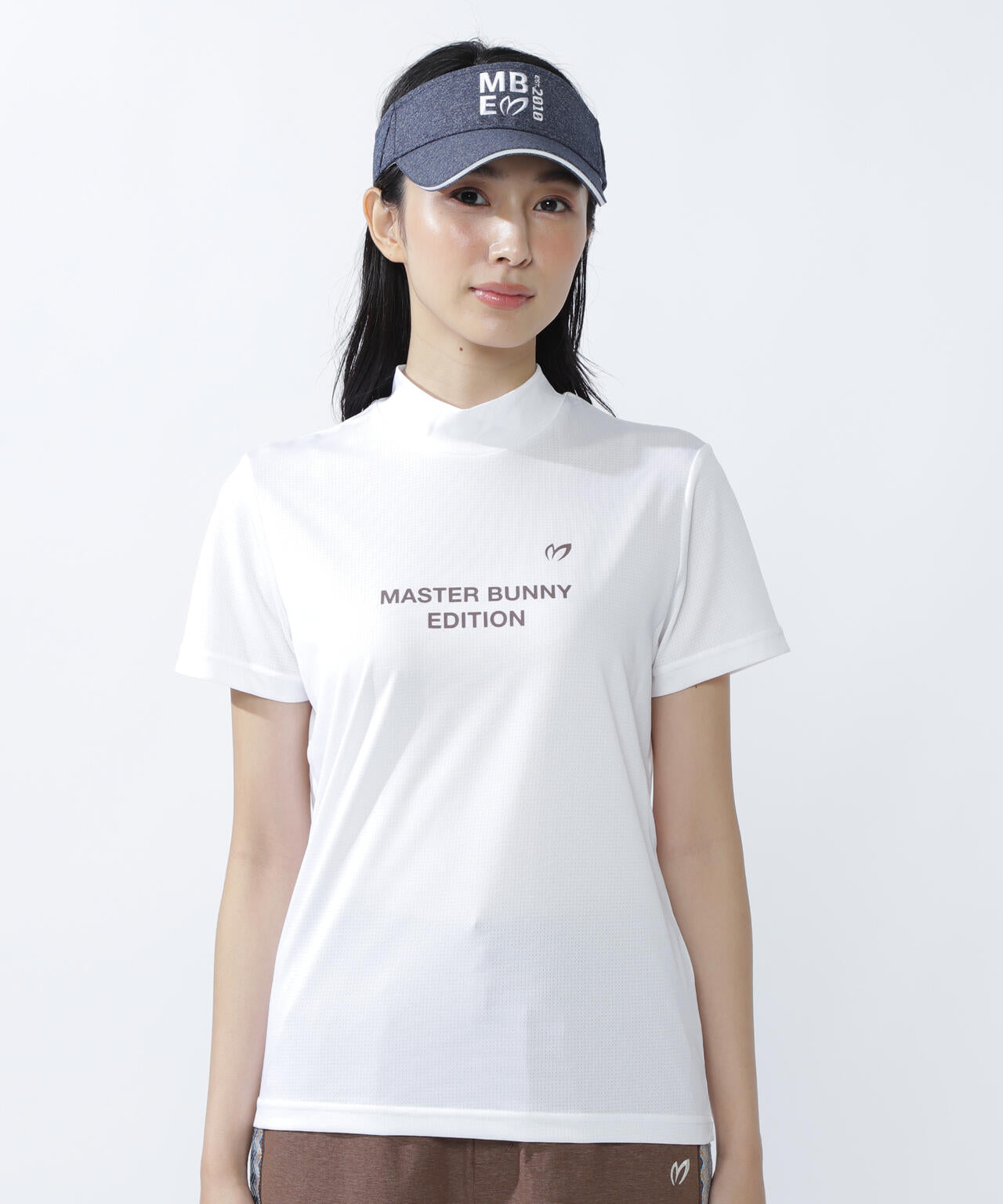 ベアメッシュ半袖モックネックカットソー