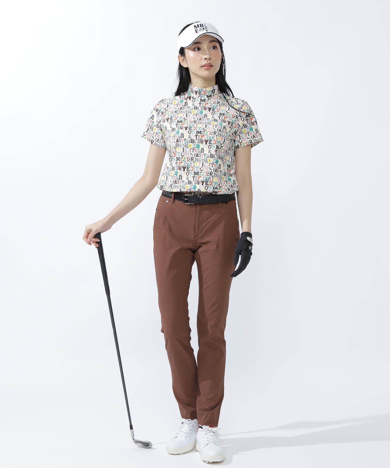 4WAYナイロントリコットマルチロゴプリント半袖モックネックカットソー