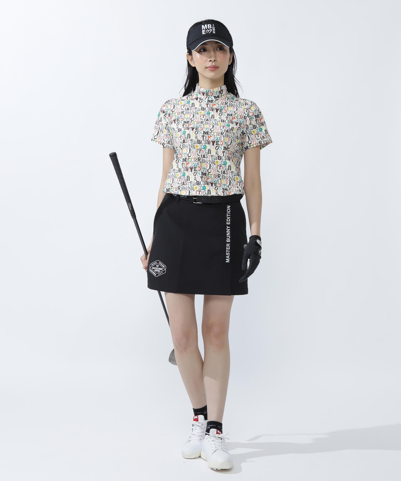 4WAYナイロントリコットマルチロゴプリント半袖モックネックカットソー