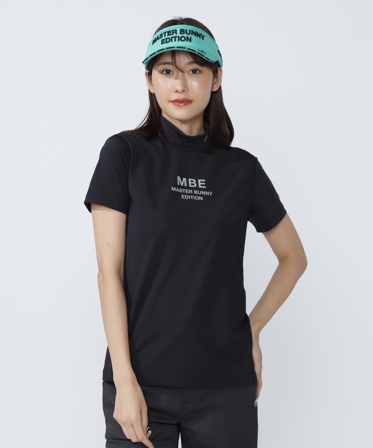 クロスミントサークルジャガード半袖ハイネックカットソー