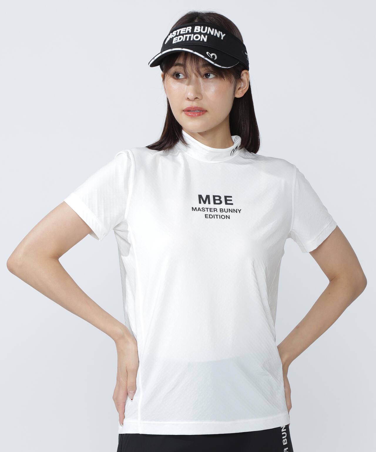 クロスミントサークルジャガード半袖ハイネックカットソー