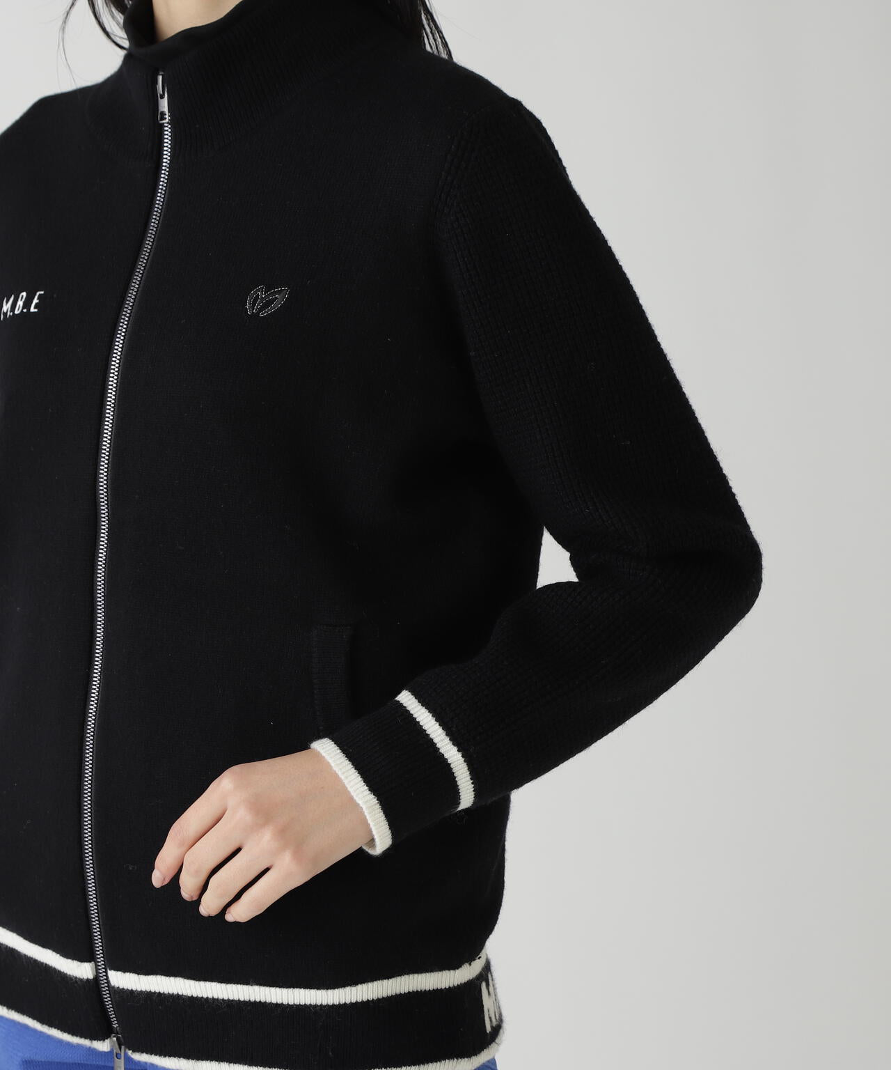 裏付きジップアップニットブルゾン