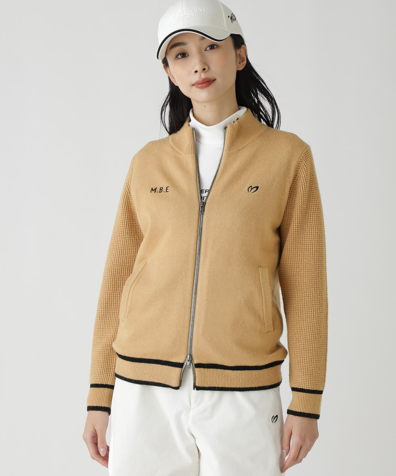 裏付きジップアップニットブルゾン