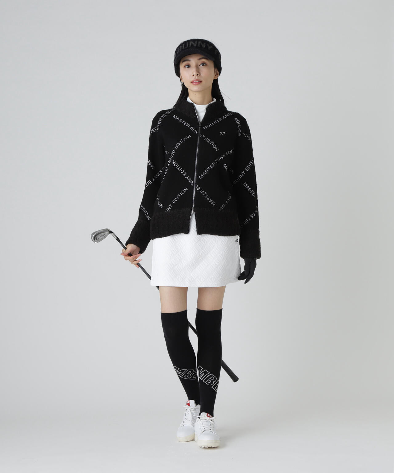 ブークレロゴジャガードジップアップニットブルゾン