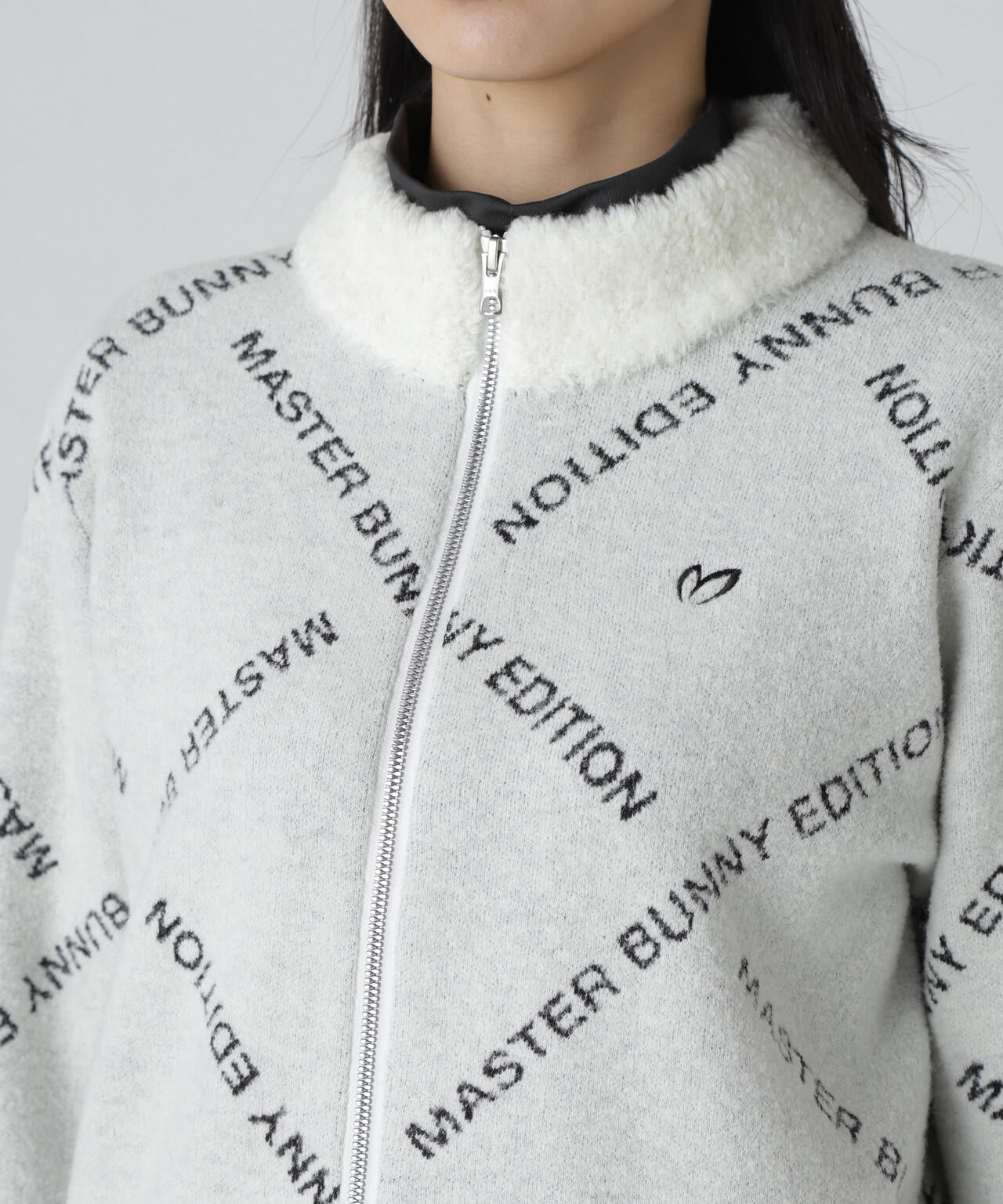 ブークレロゴジャガードジップアップニットブルゾン