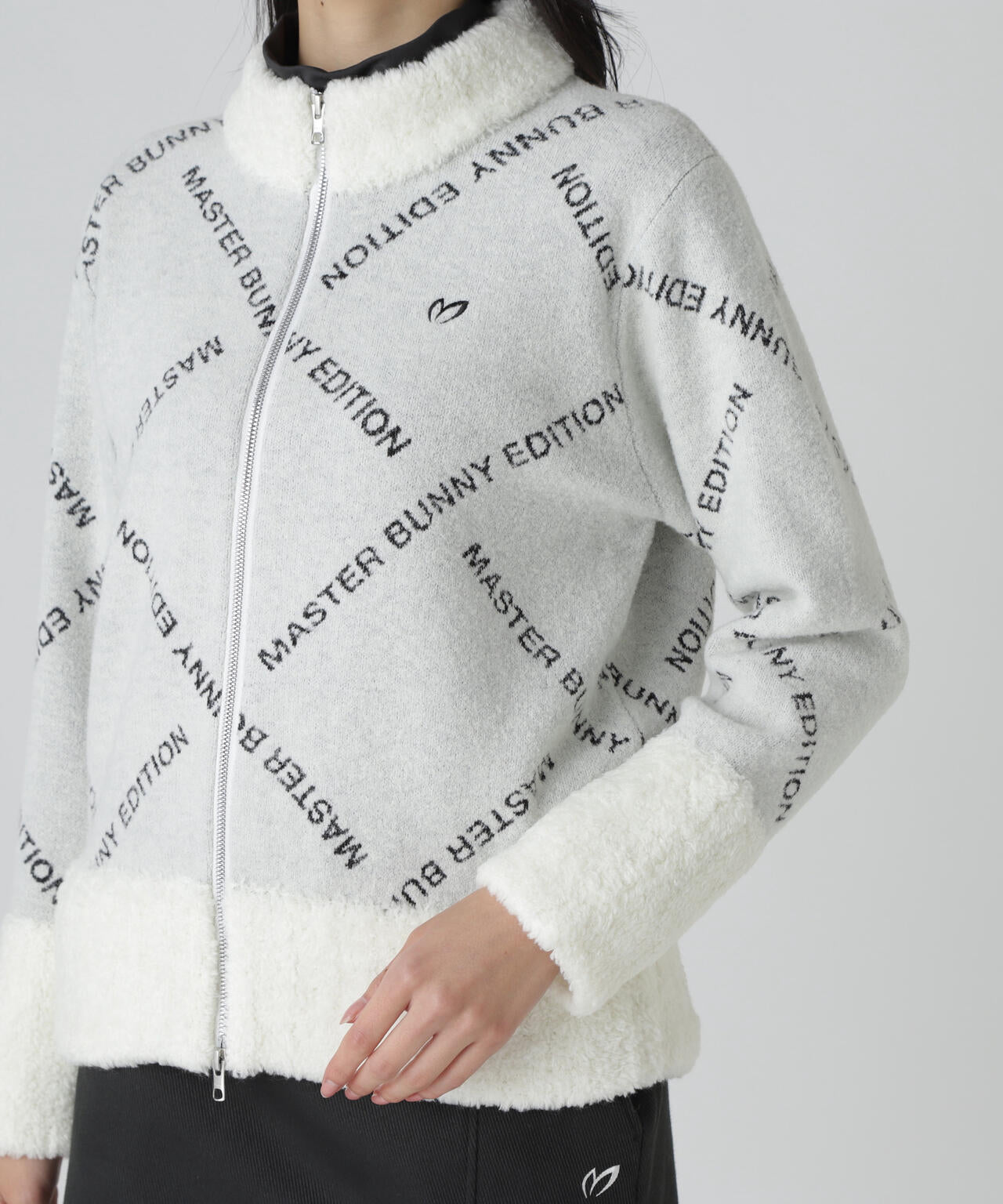 ブークレロゴジャガードジップアップニットブルゾン