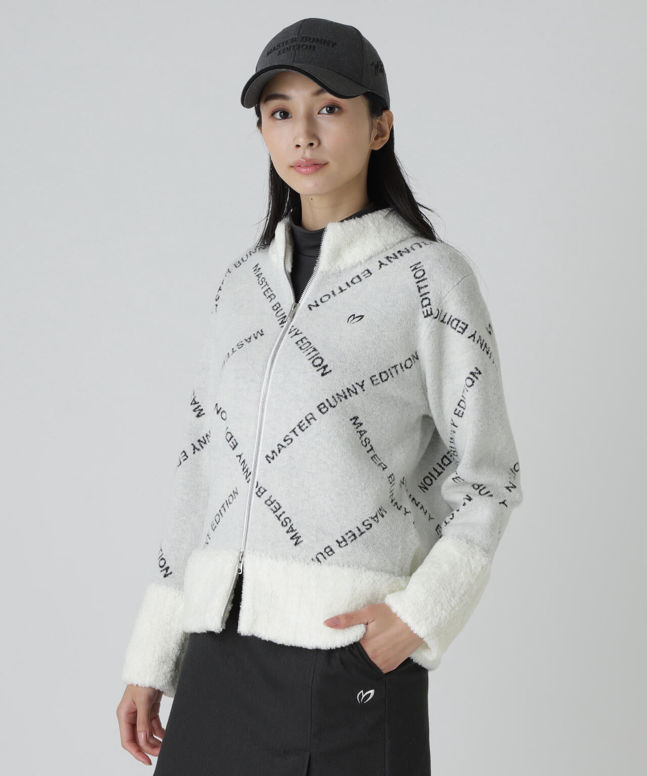 ブークレロゴジャガードジップアップニットブルゾン