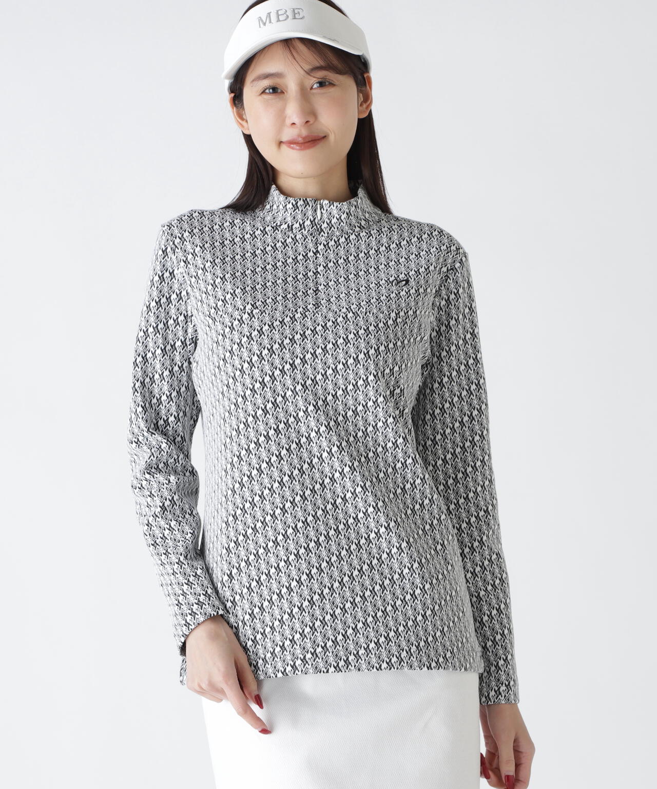 幾何柄起毛ジャガードハーフジップアップカットソー