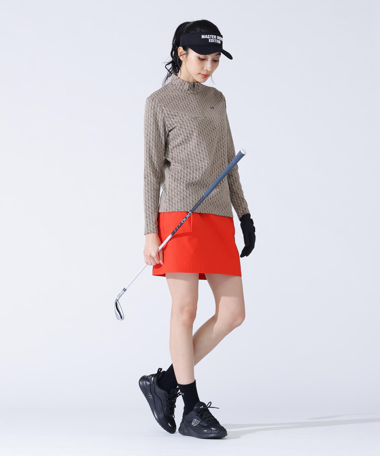 幾何柄起毛ジャガードハーフジップアップカットソー