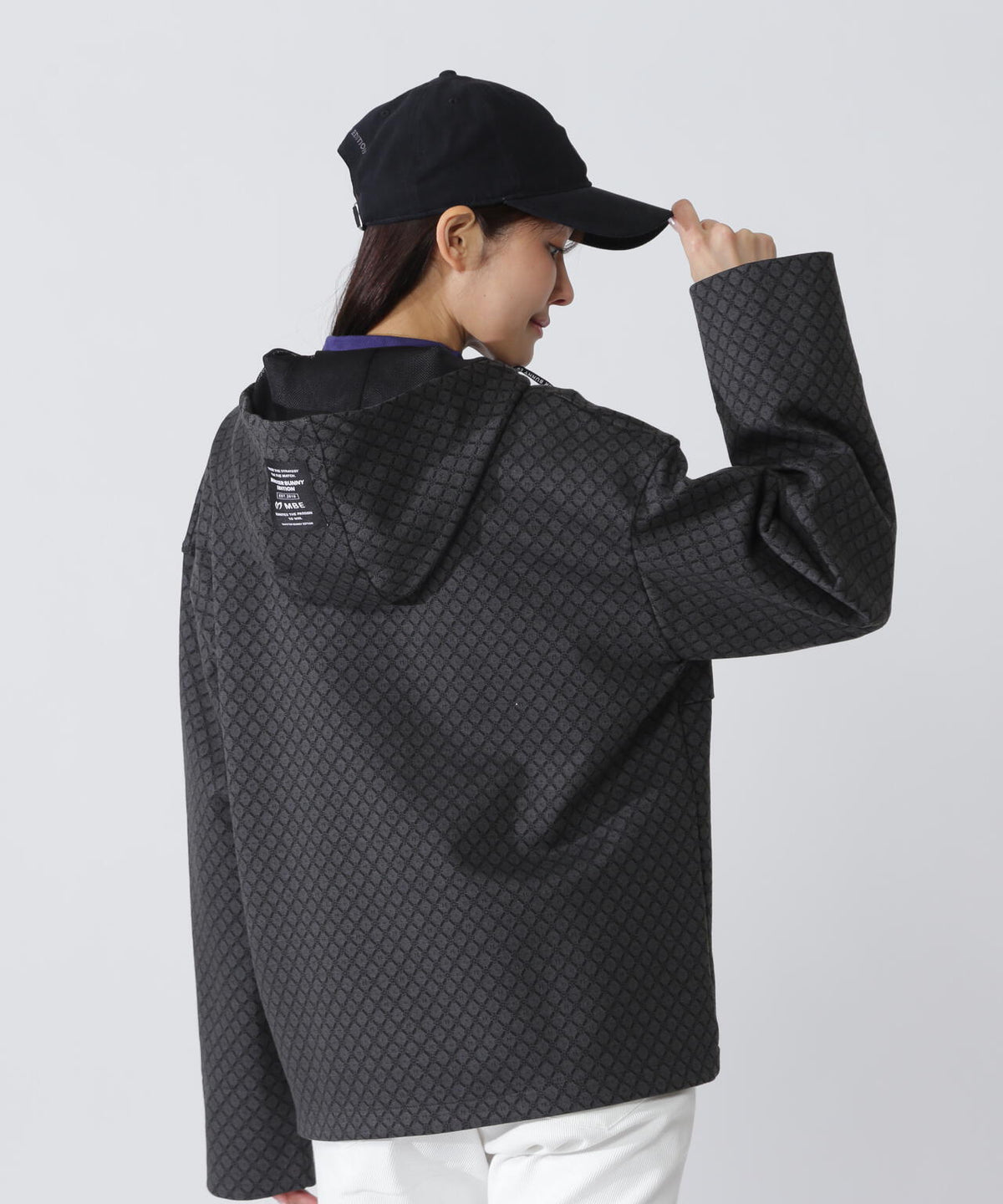 小紋ジャガードジップアップカットフーディブルゾン