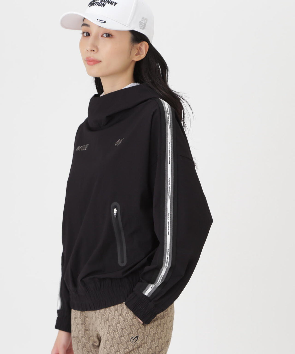 ドビー凹凸ストライプフーディプルオーバー (WOMENS)