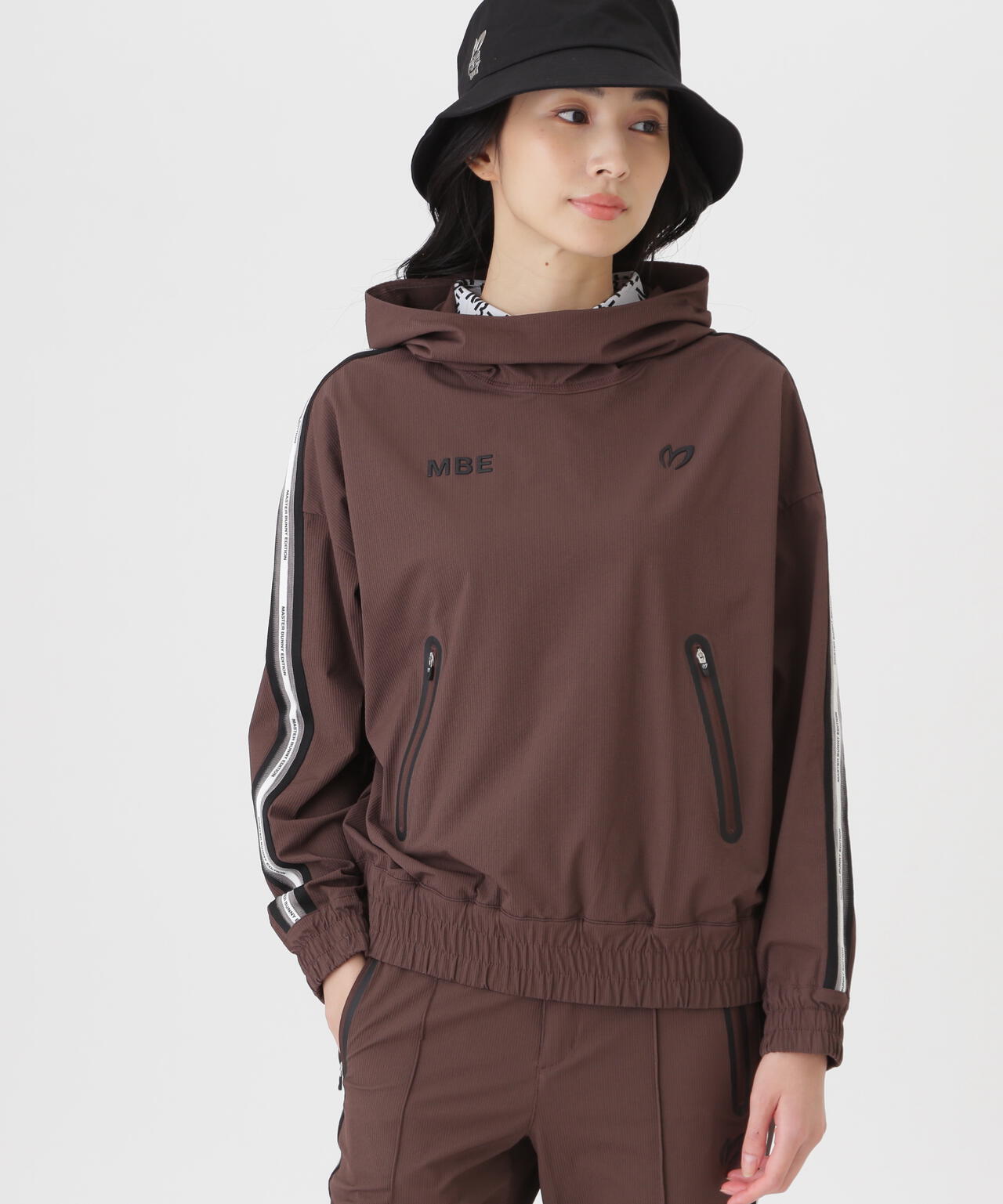 ドビー凹凸ストライプフーディプルオーバー (WOMENS)