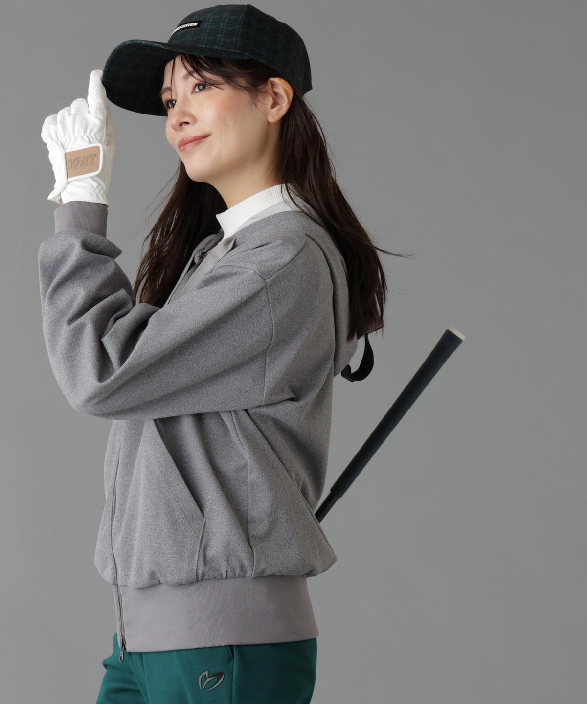ウールライク接結へリンボンフルジップフーディ (WOMENS)