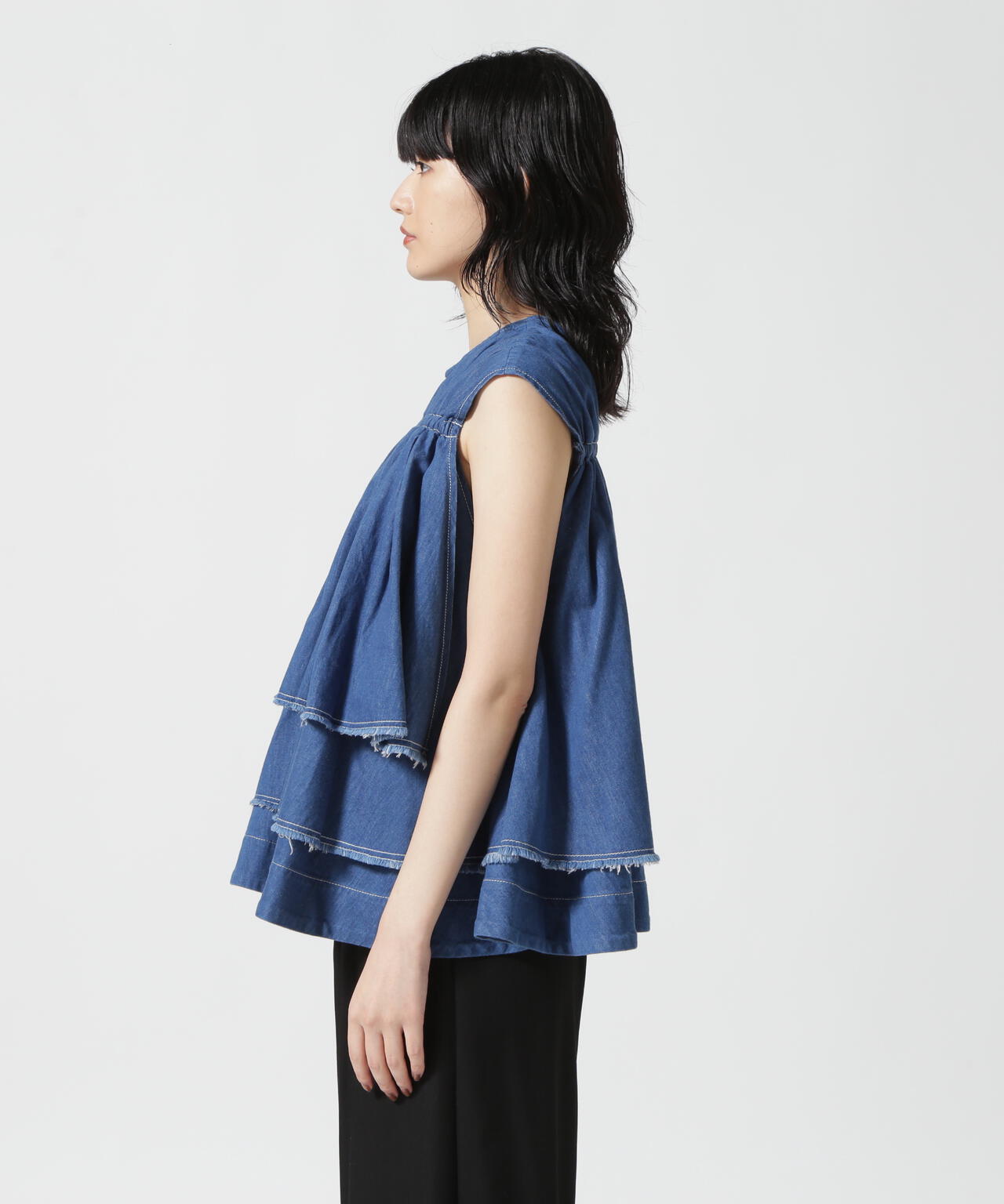 RHODOLIRION/ロドリリオン FRILL TOPS DENIM