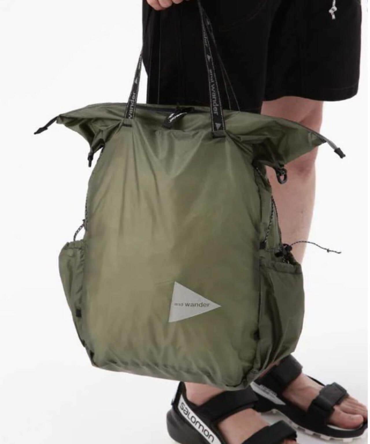 and wander/アンドワンダー sil tote bag シルトートバッグ