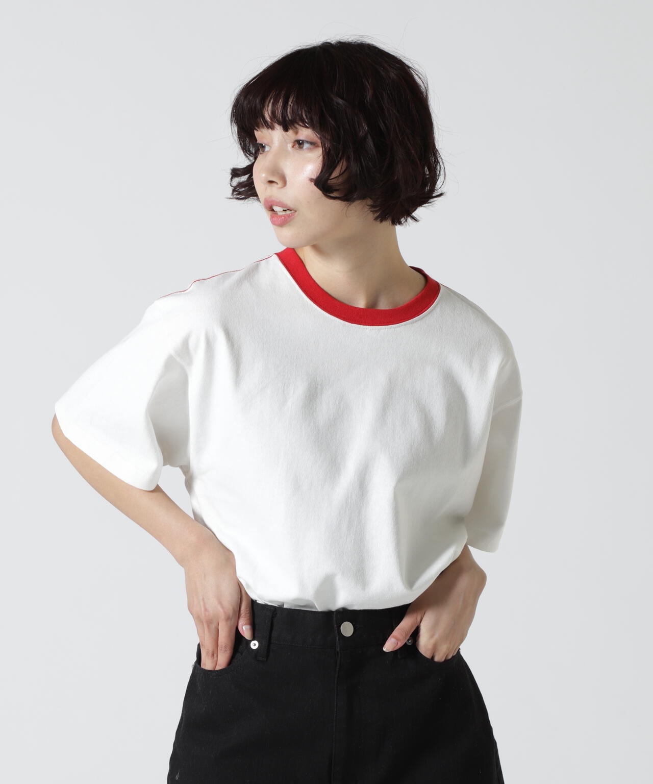 SOGLIA/ソリア OPEN END SOLID TEE リンガーティー