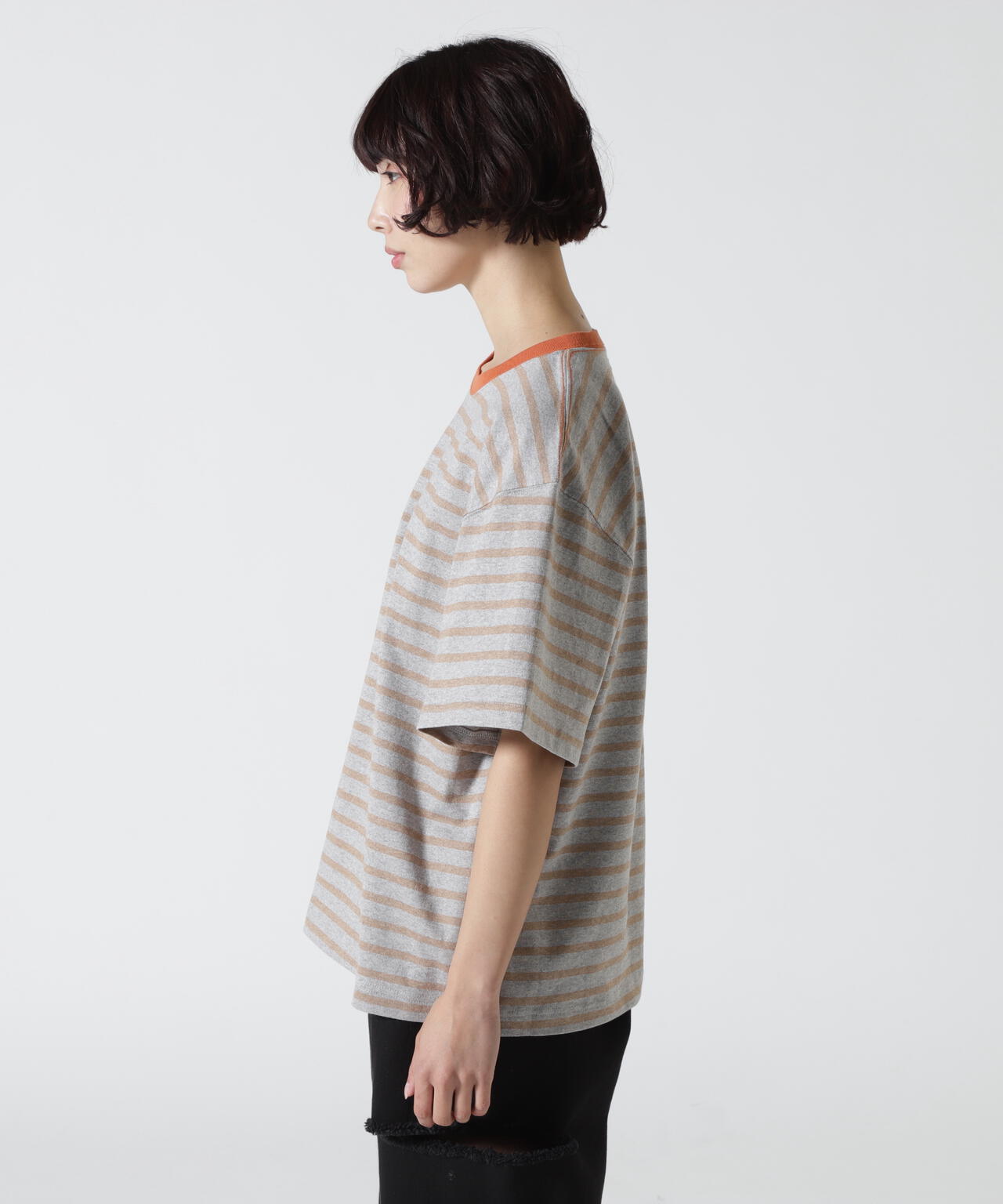 SOGLIA/ソリア OPEN END BORDER TEE リンガーボーダーT