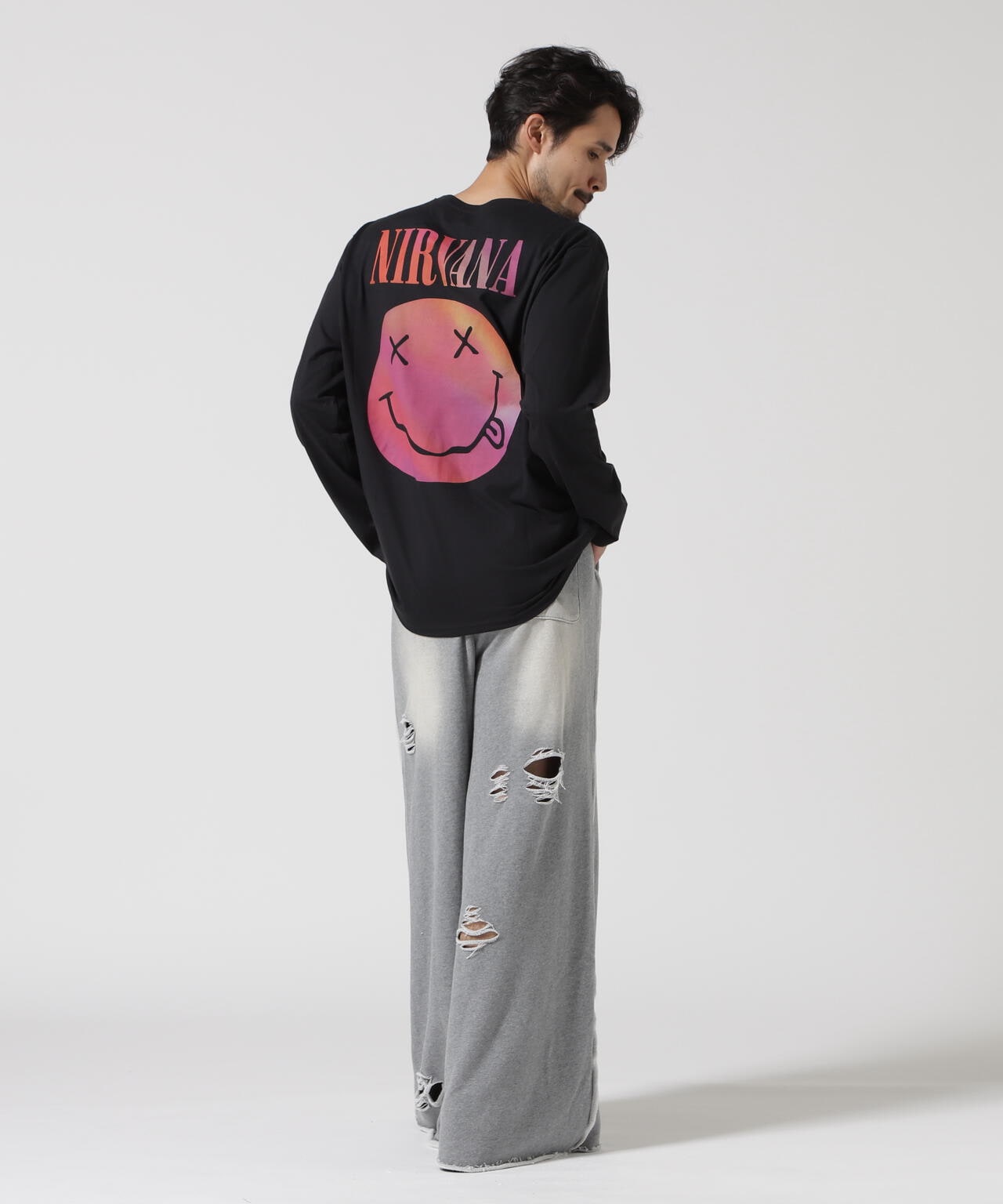 NIRVANA/ニルヴァーナ GRADIENT HAPPY FACE L/S TEE ロンT