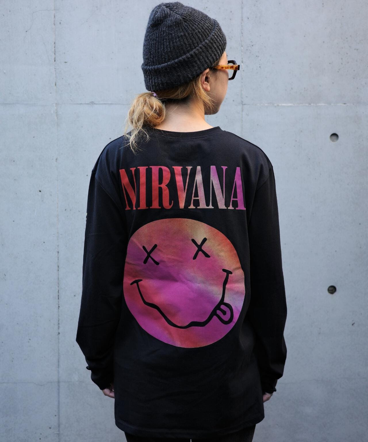 NIRVANA/ニルヴァーナ GRADIENT HAPPY FACE L/S TEE ロンT