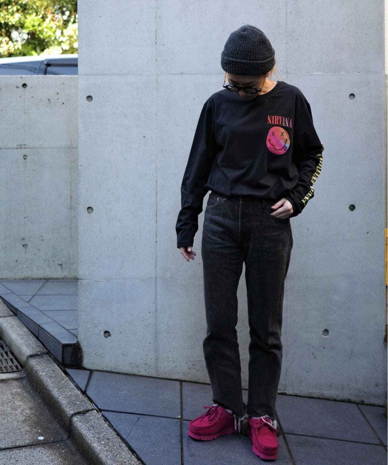 NIRVANA/ニルヴァーナ GRADIENT HAPPY FACE L/S TEE ロンT