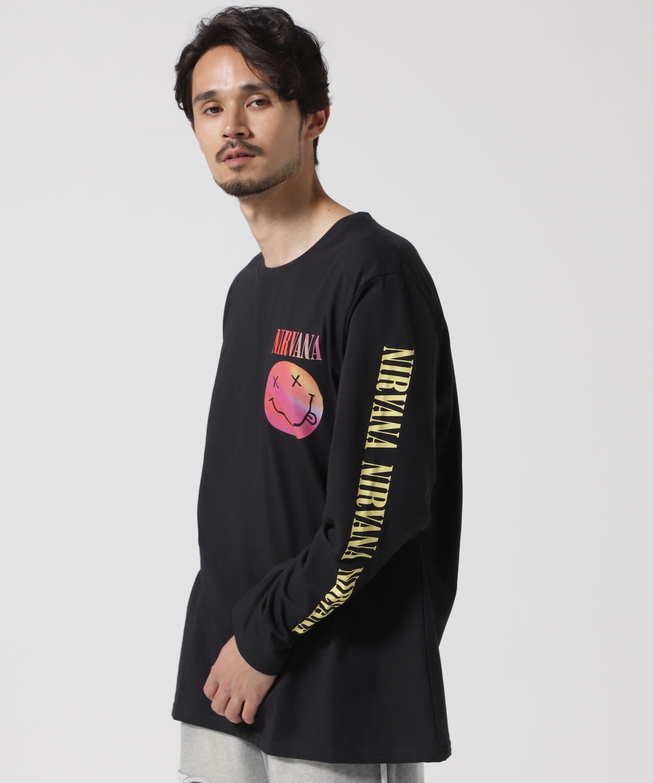NIRVANA/ニルヴァーナ GRADIENT HAPPY FACE L/S TEE ロンT