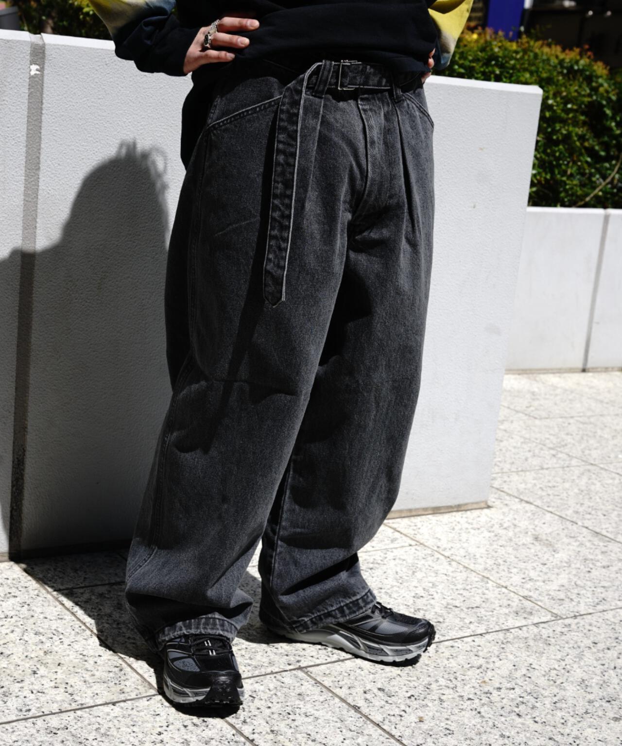 B omnivore/ビーオムニボー DENIM BELT LOOSE PANTS