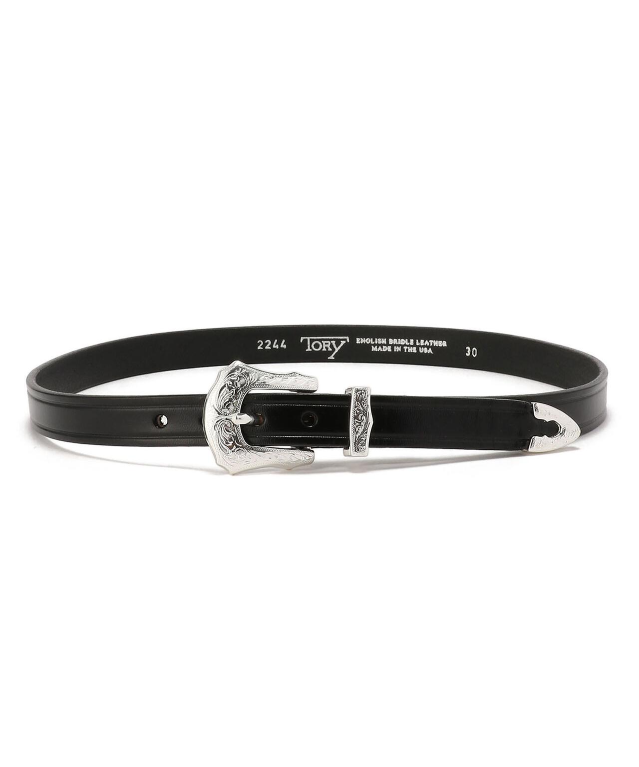 TORY LEATHER 3/4 inch 3-Piece Silver Buckle Set Belt