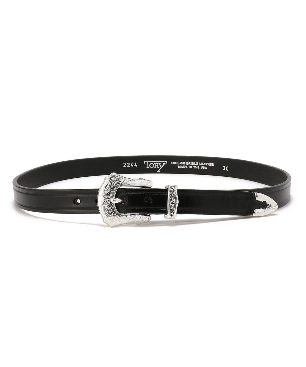 TORY LEATHER 3/4 inch 3-Piece Silver Buckle Set Belt