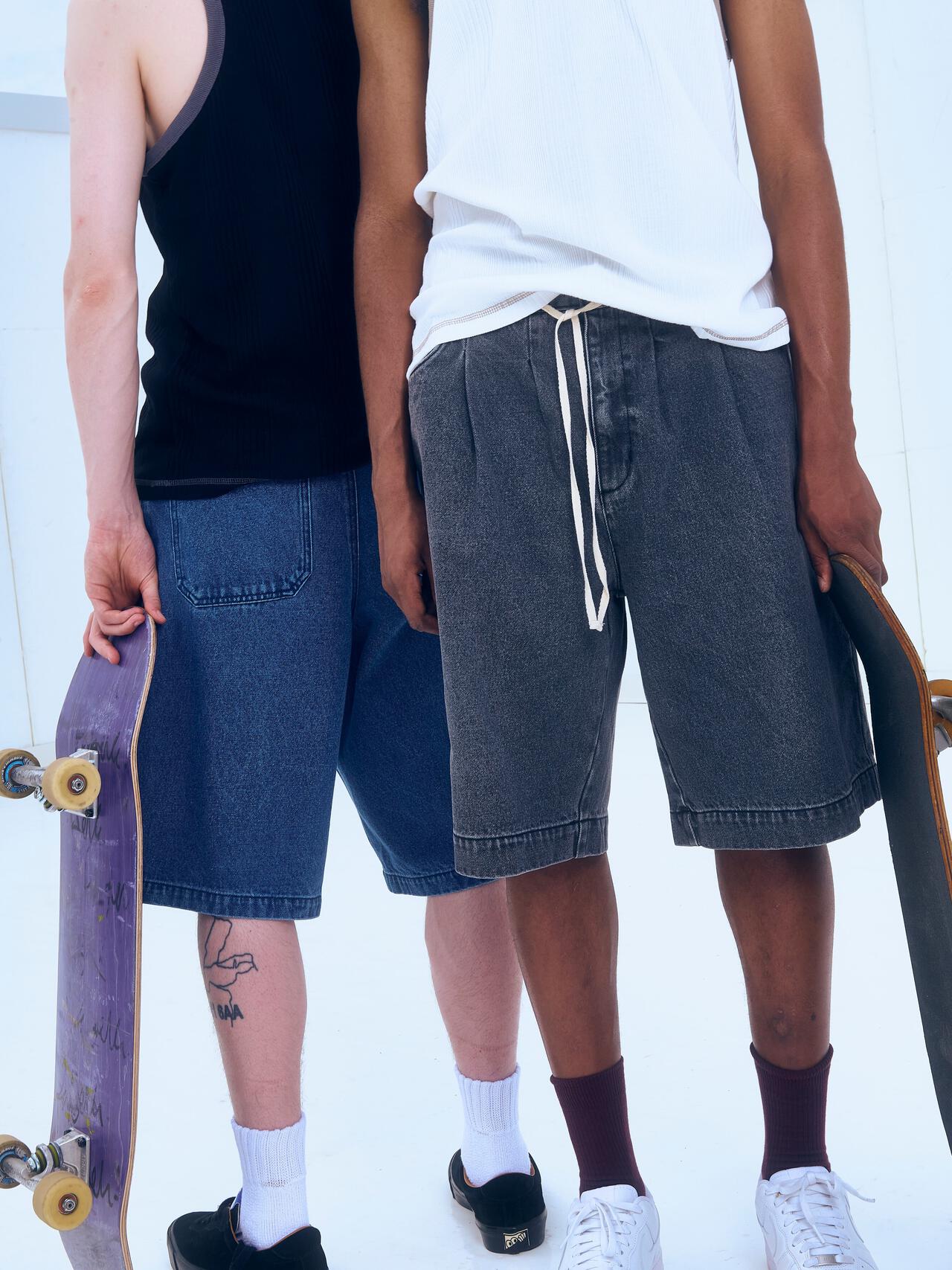 B omnivore/ビーオムニボー DENIM WIDE SHORTS デニムワイドショーツ