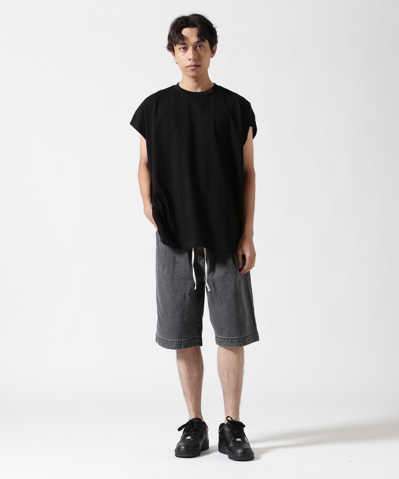 B omnivore/ビーオムニボー DENIM WIDE SHORTS デニムワイドショーツ