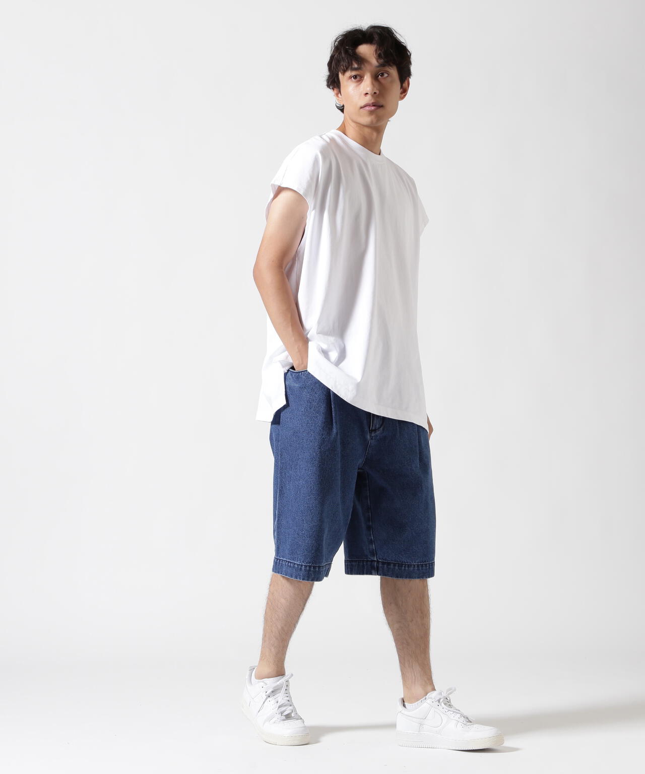 B omnivore/ビーオムニボー DENIM WIDE SHORTS デニムワイドショーツ