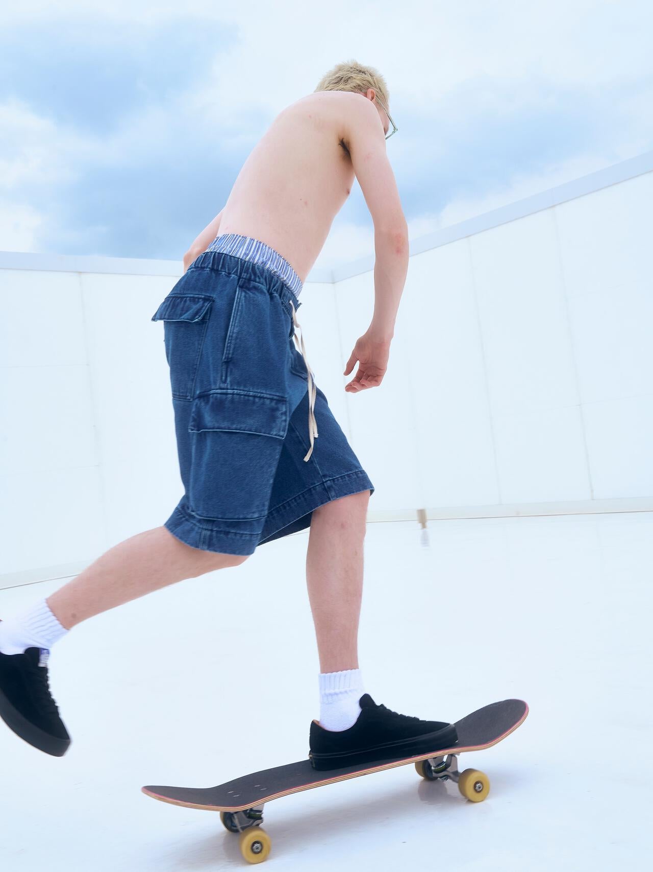 B omnivore/ビーオムニボー DENIM CARGO SHORTS デニムカーゴショーツ
