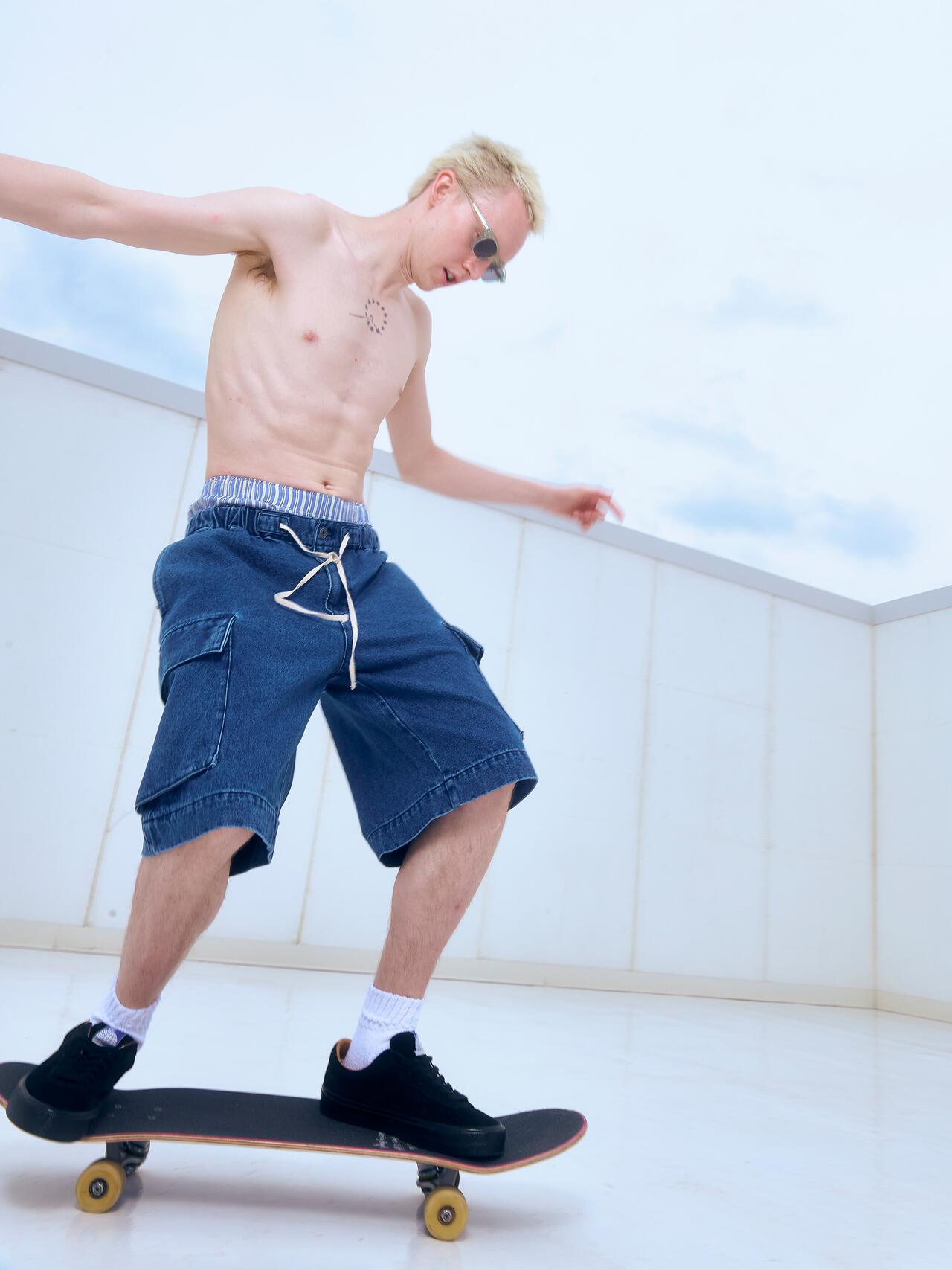 B omnivore/ビーオムニボー DENIM CARGO SHORTS デニムカーゴショーツ