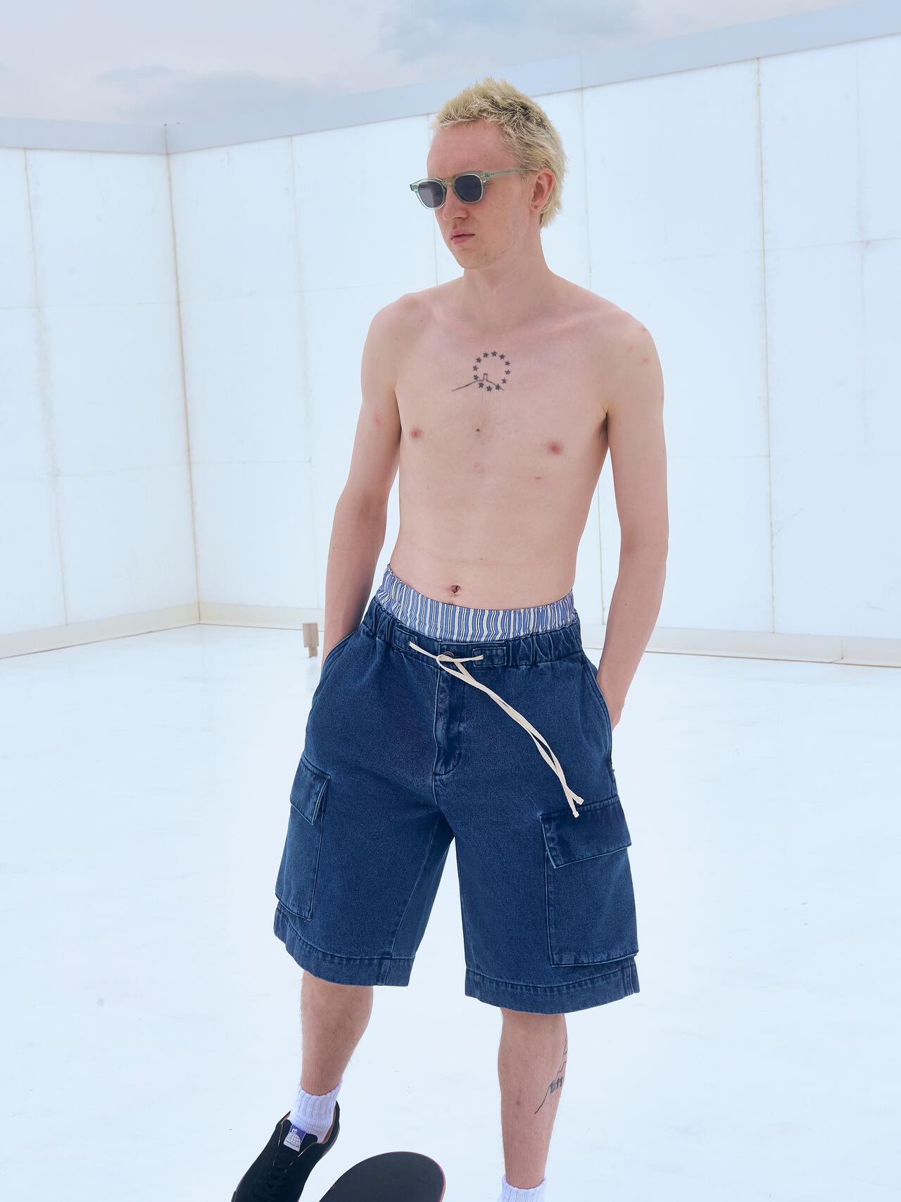 B omnivore/ビーオムニボー DENIM CARGO SHORTS デニムカーゴショーツ
