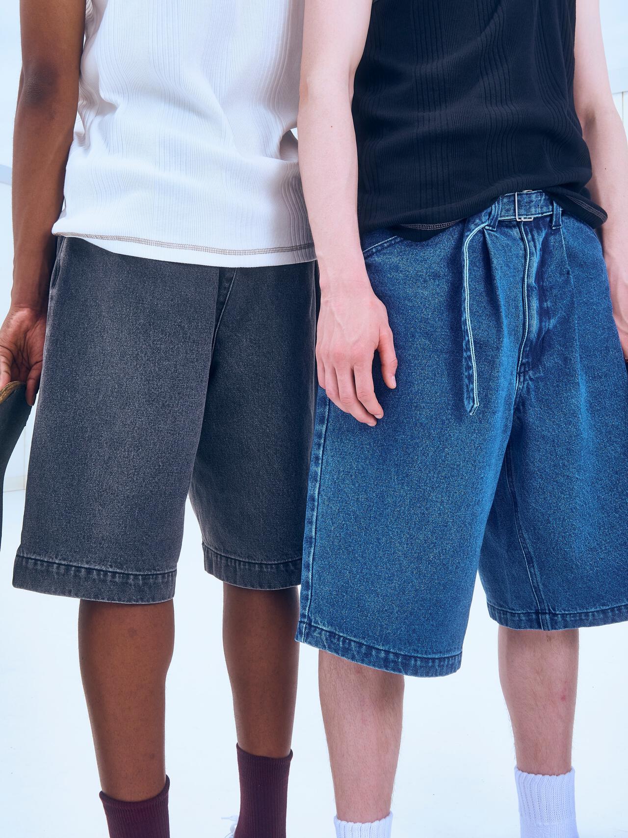 B omnivore/ビーオムニボー DENIM BELT SHORTS デニムベルトショーツ