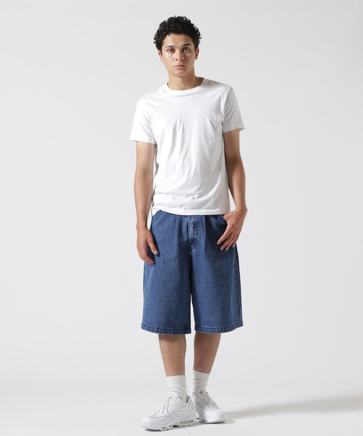 B omnivore/ビーオムニボー DENIM BELT SHORTS デニムベルトショーツ