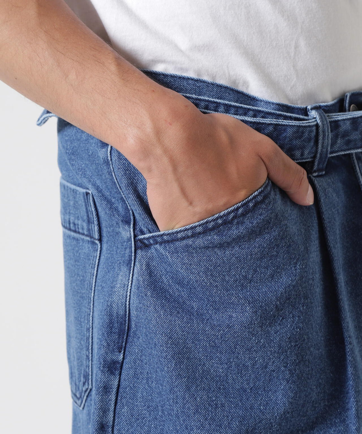 B omnivore/ビーオムニボー DENIM BELT SHORTS デニムベルトショーツ