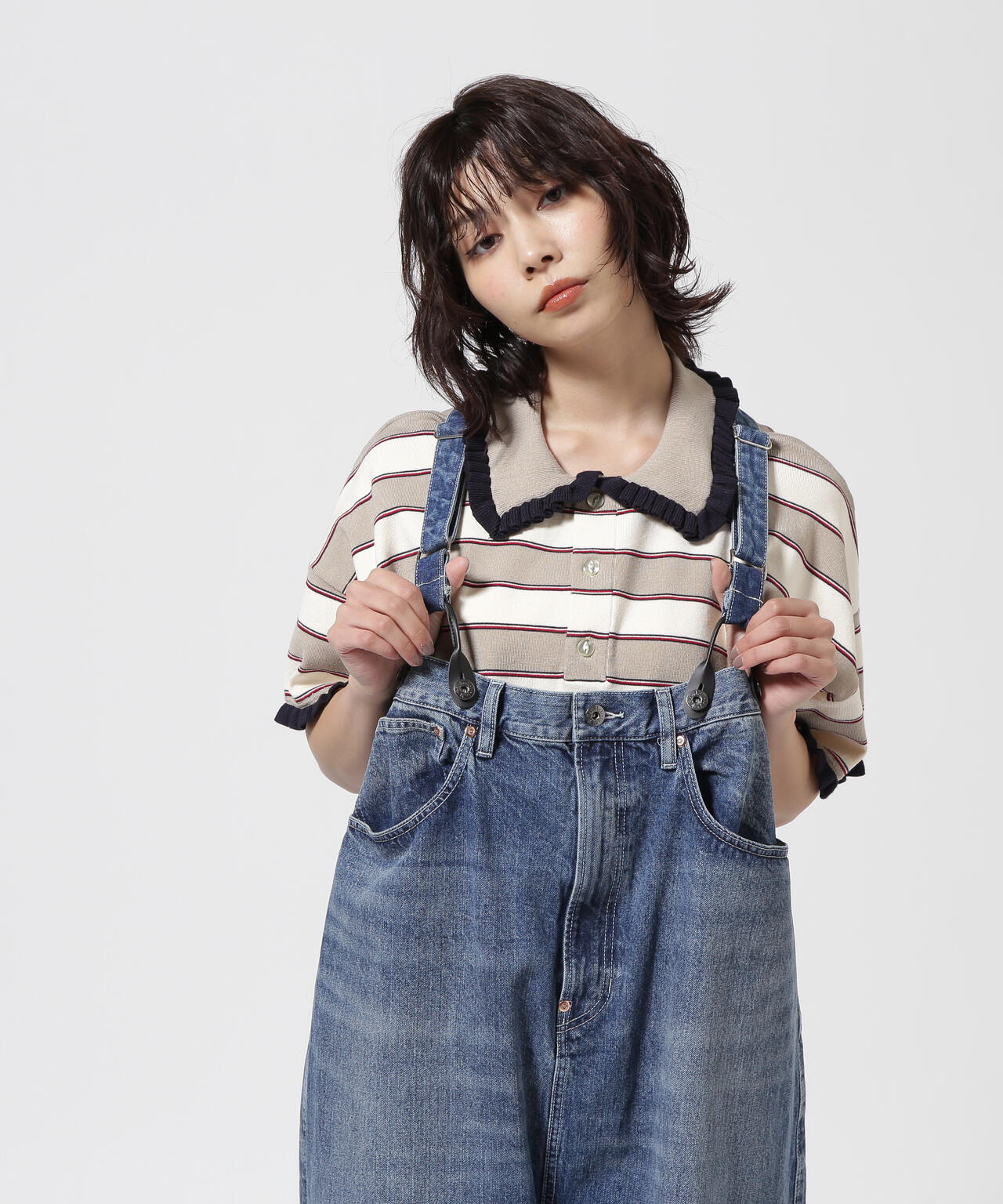 RHODOLIRION/ロドリリオン Frill Polo Sweater フリルポロセーター