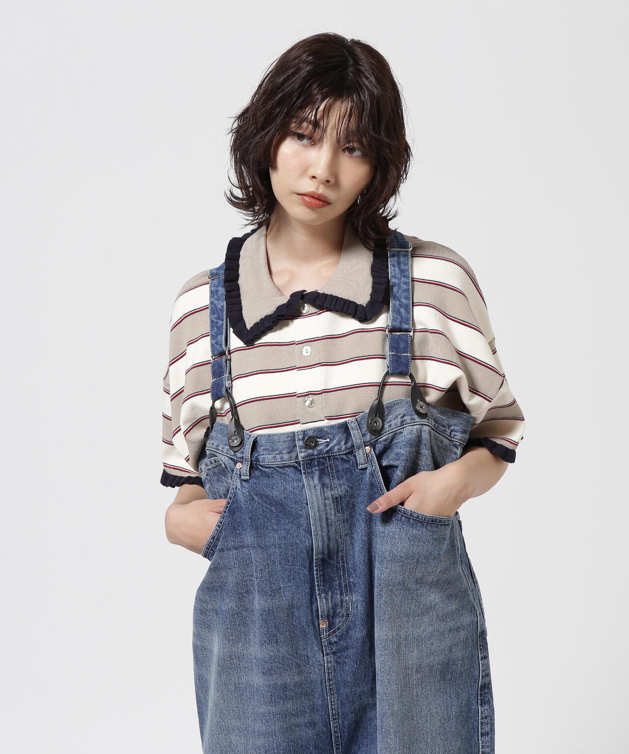 RHODOLIRION/ロドリリオン Frill Polo Sweater フリルポロセーター