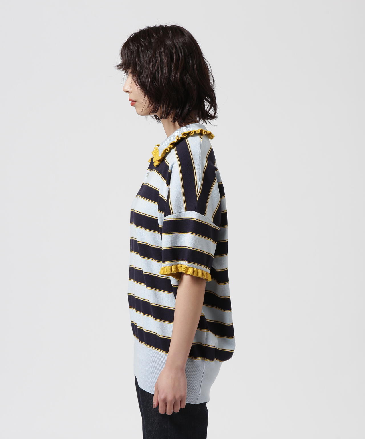 RHODOLIRION/ロドリリオン Frill Polo Sweater フリルポロセーター