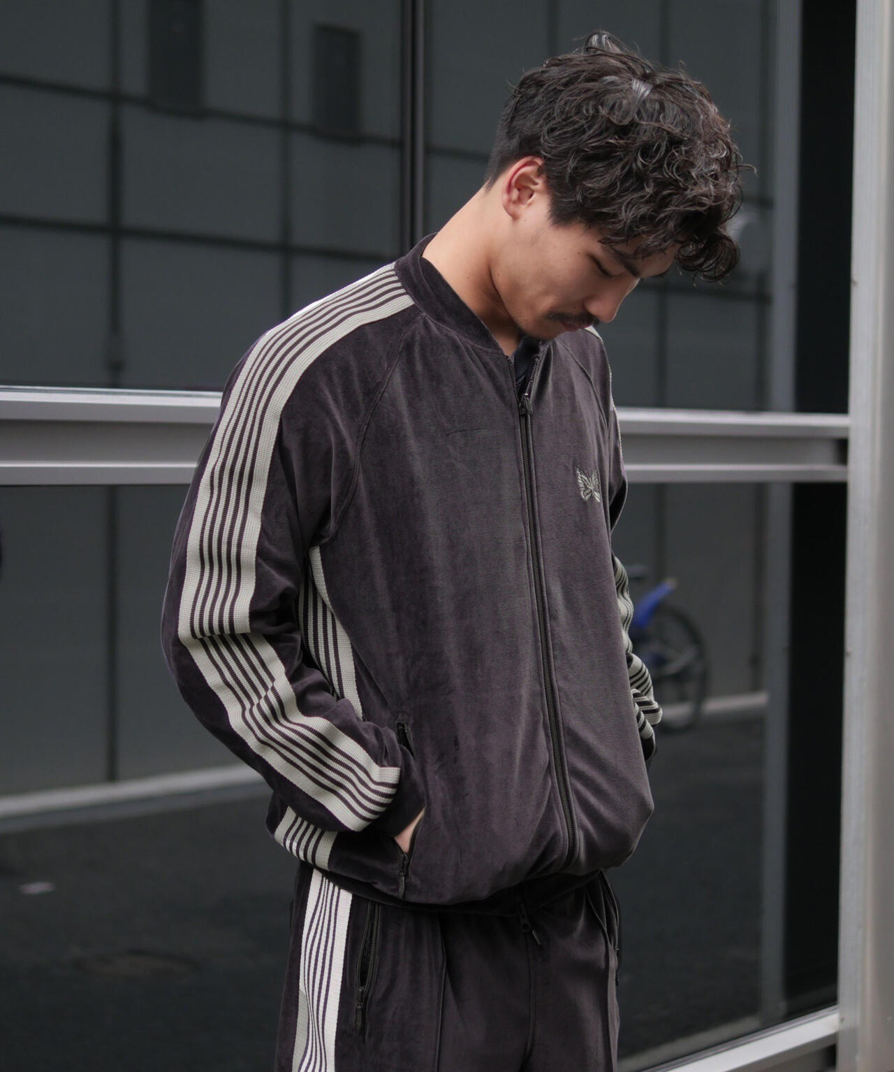 Needles/ニードルズ Rib Collar Track Jacket - C/PE Velour
