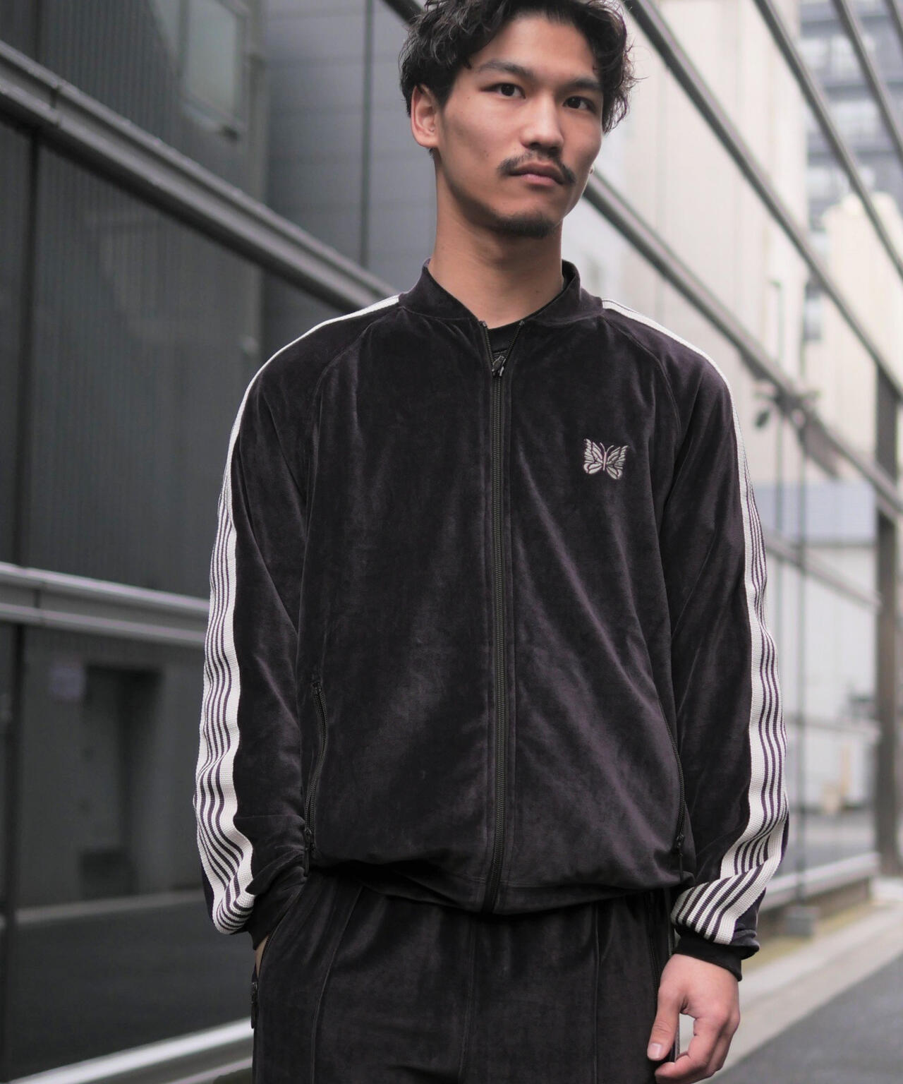 Needles/ニードルズ Rib Collar Track Jacket - C/PE Velour