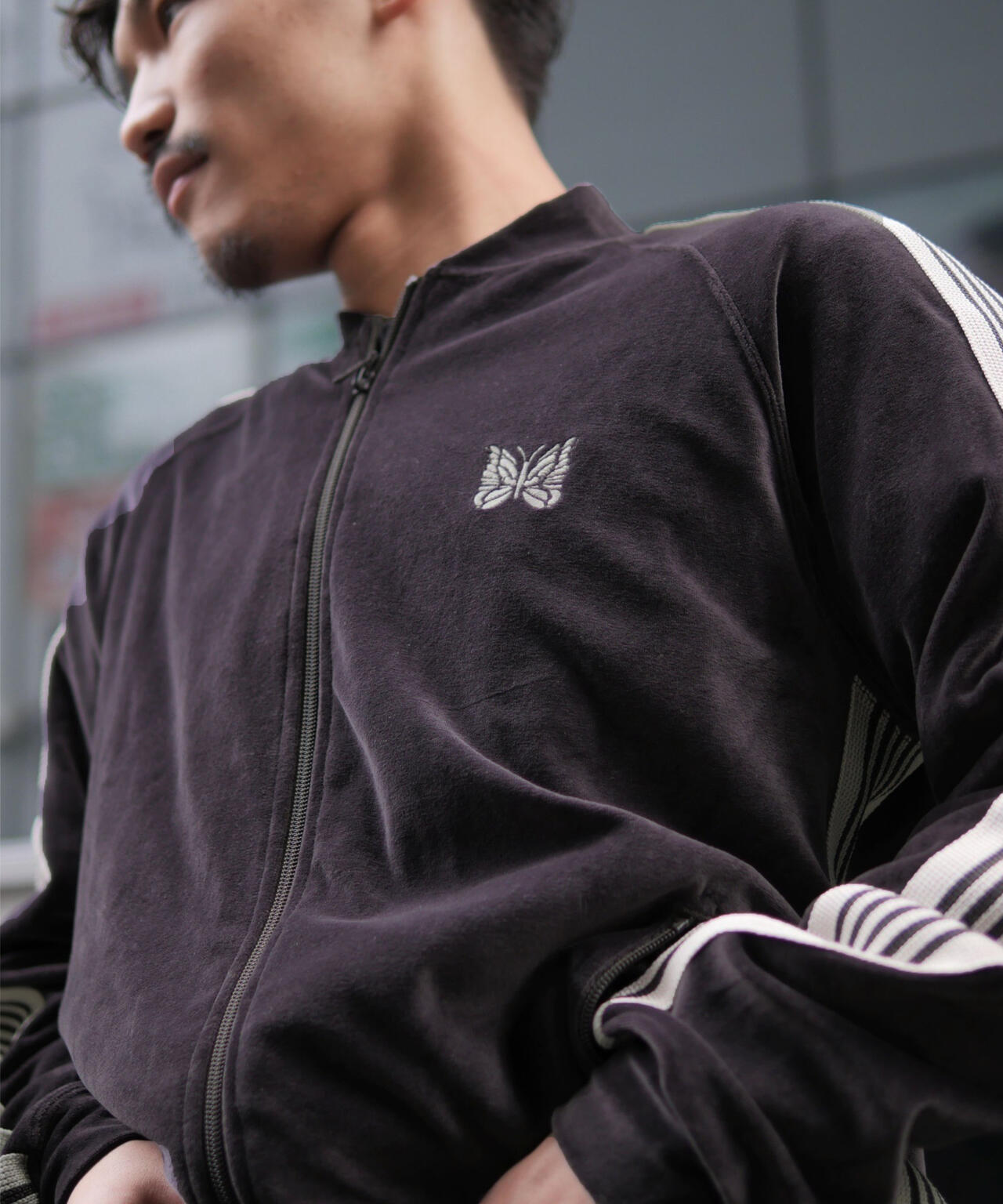 Needles/ニードルズ Rib Collar Track Jacket - C/PE Velour