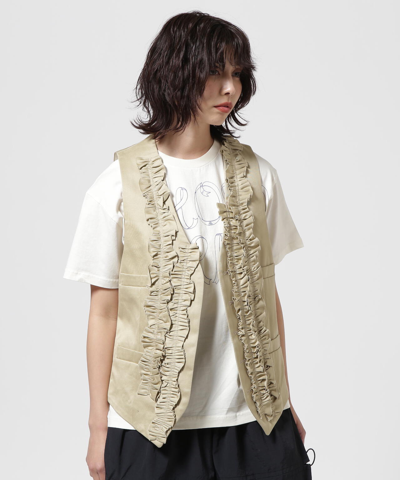 RHODOLIRION/ロドリリオン Frill Vest - Chino Cloth